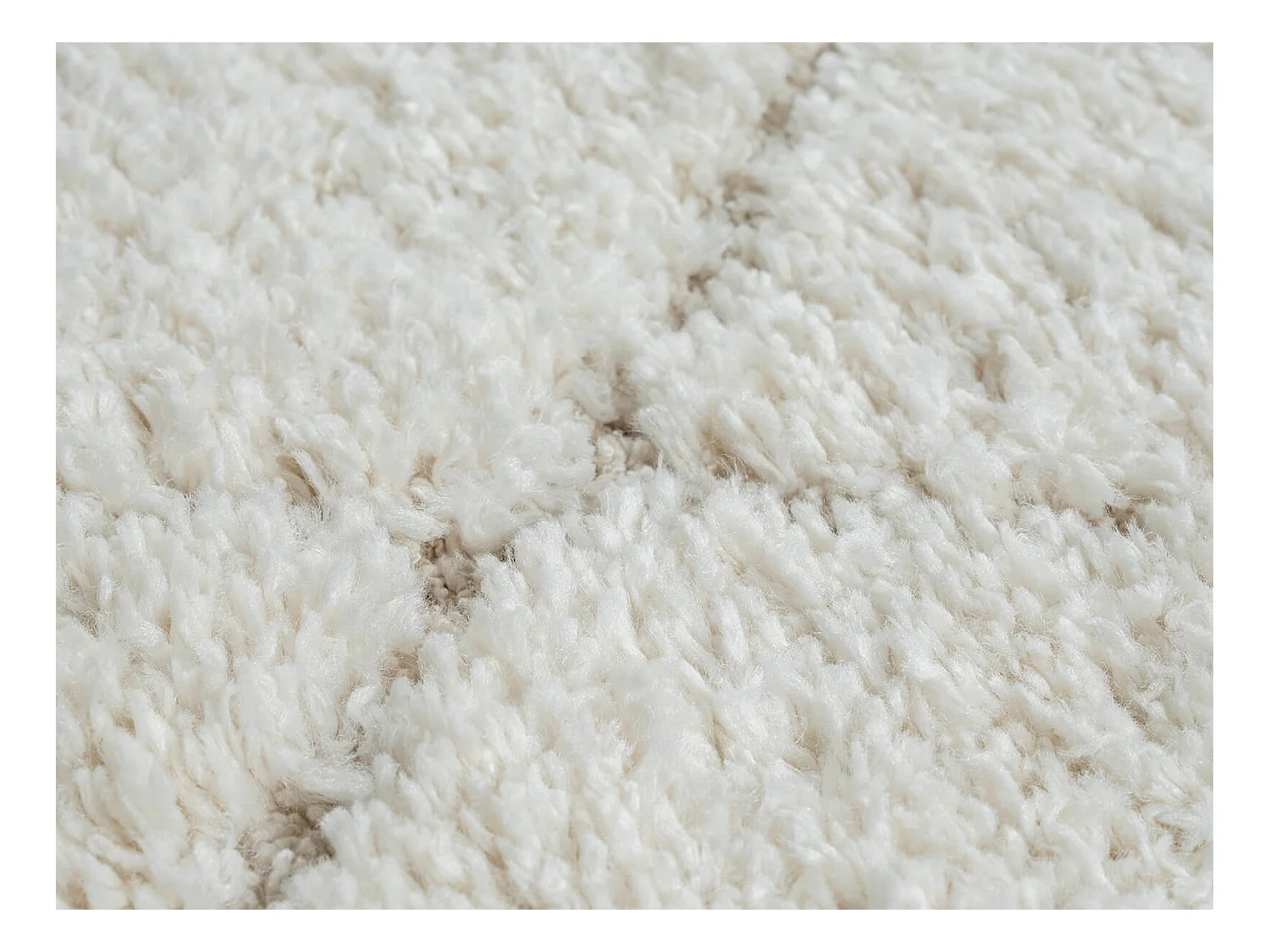 Tapis Bahar Shaggy motif losange, Crème, 240 x 340 cm