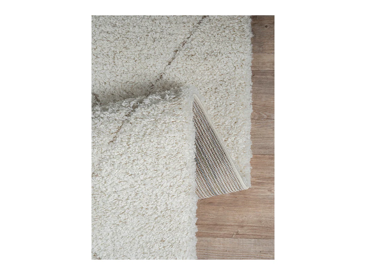 Tapis Bahar Shaggy motif losange, Crème, 240 x 340 cm
