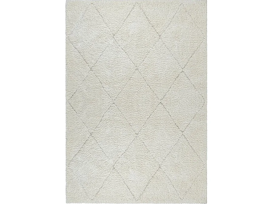 Tapis Bahar Shaggy motif losange, Crème, 240 x 340 cm