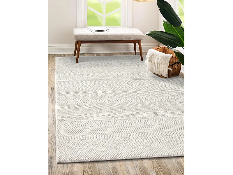 Alfombra Lima diseño moderno estilo uni resistente, crema, 120 x 170 cm