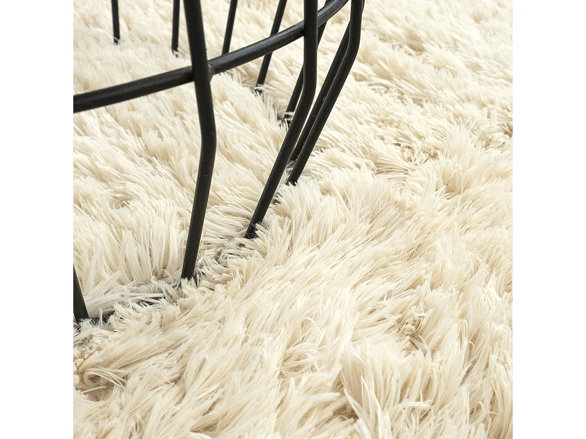 Tapis Soft Shaggy Poils Long Antidérapant, Beige, 160x220 cm