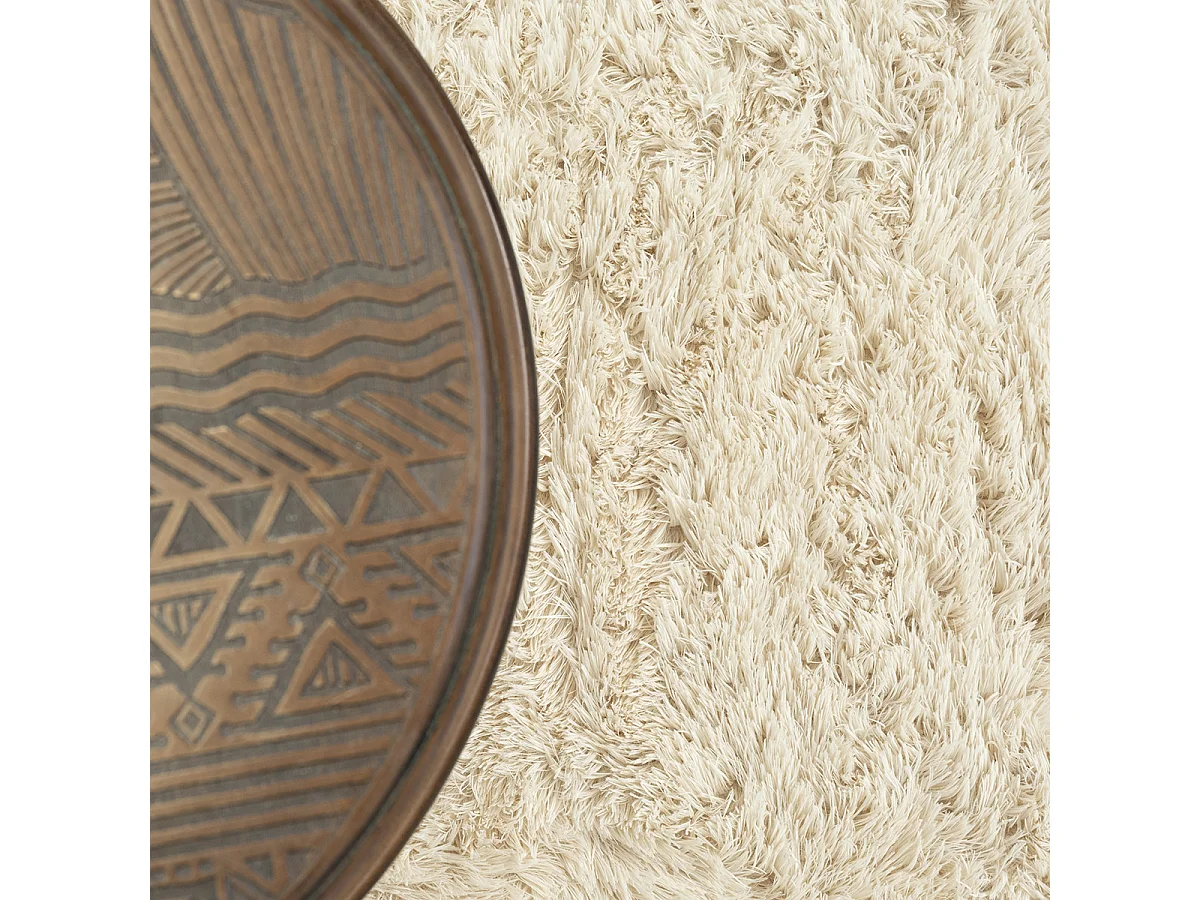 Tapis Soft Shaggy Poils Long Antidérapant, Beige, 160x220 cm