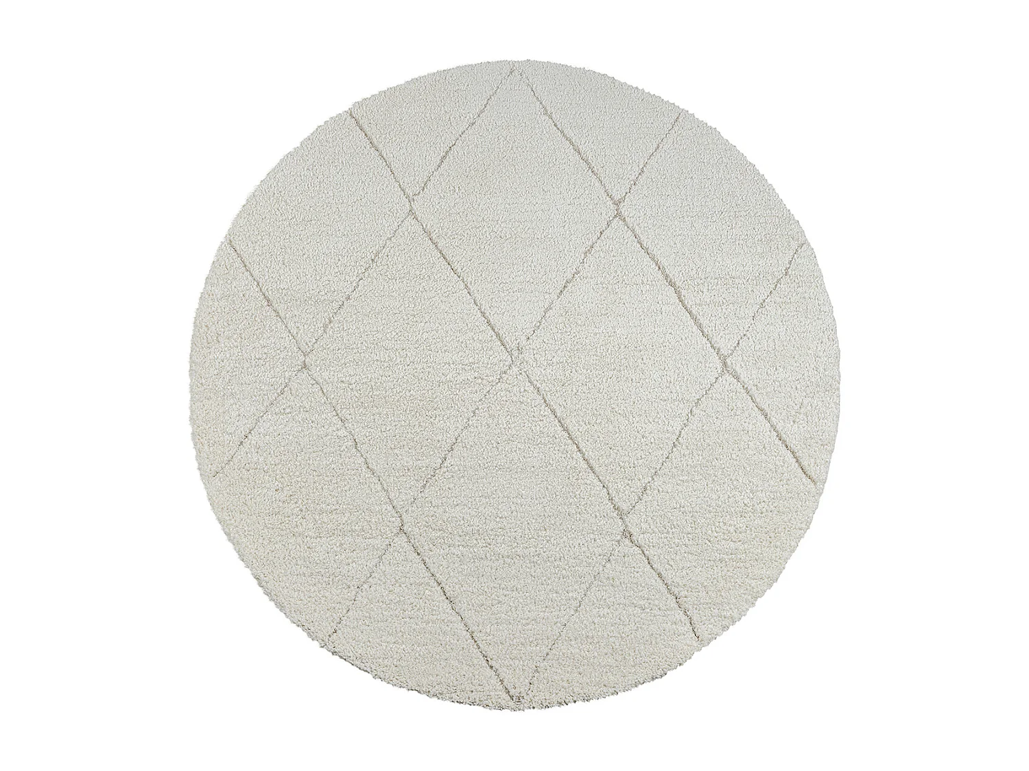 Tapis Bahar Shaggy motif losange, Crème, 160 cm Rond