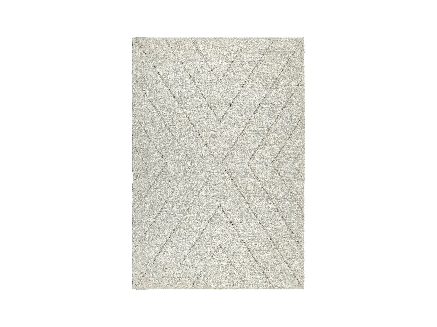 Tapis Bahar Shaggy motif triangle, Crème, 240 x 340 cm