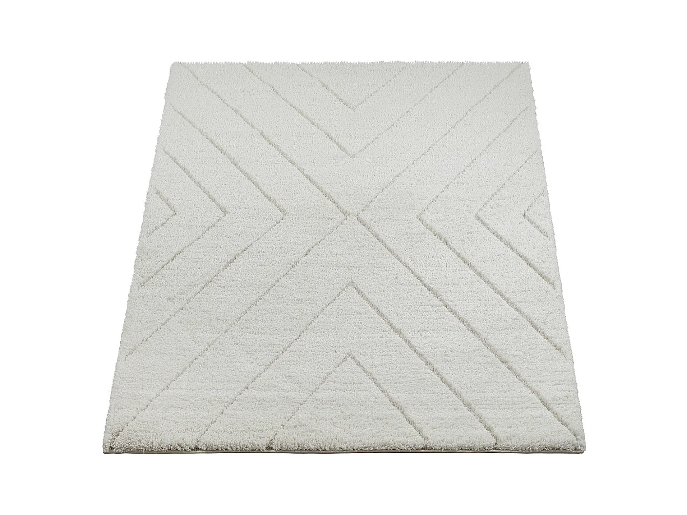 Tapis Bahar Shaggy motif triangle, Crème, 240 x 340 cm
