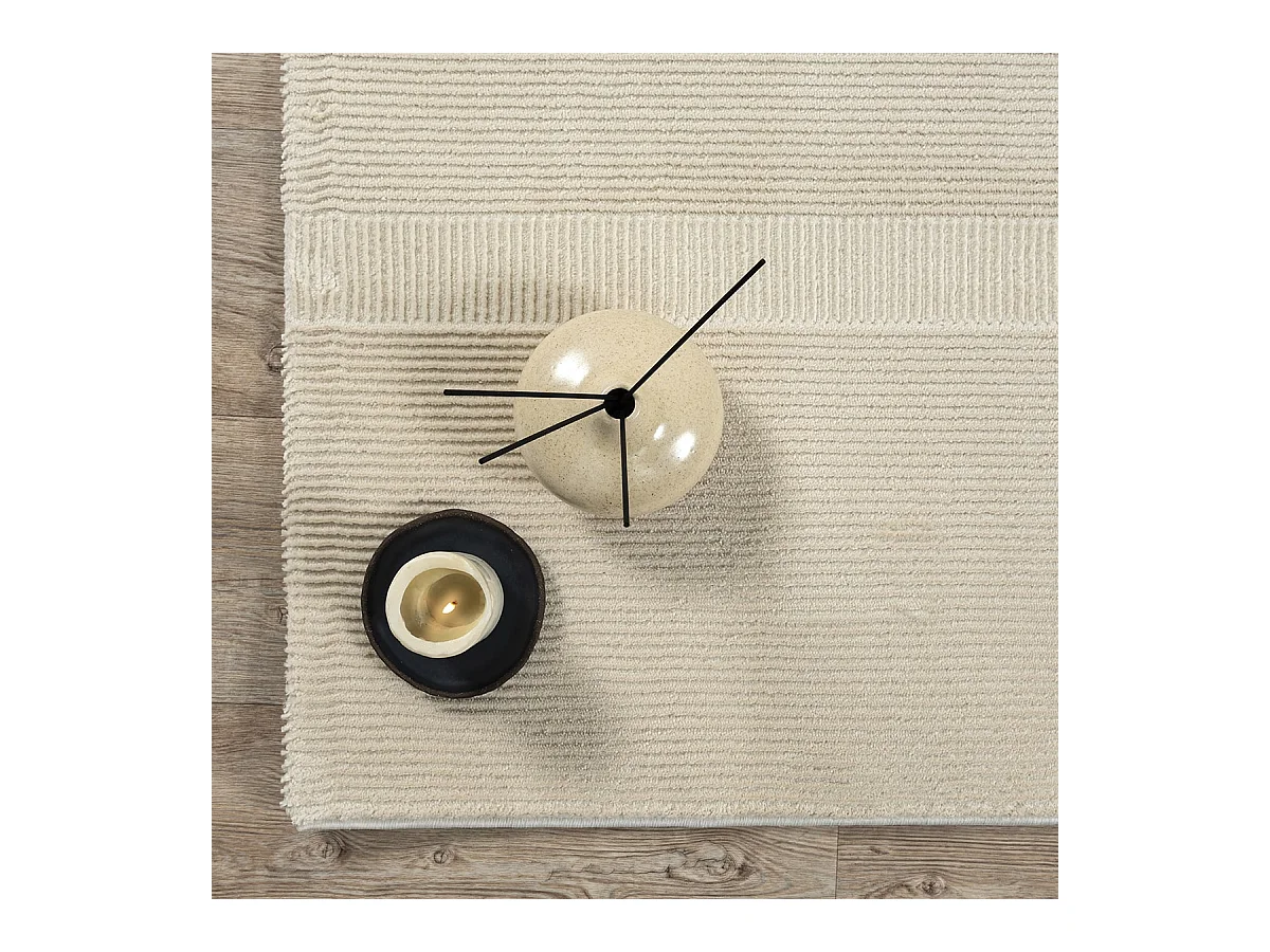 Tapis Lima design salon Moderne Art Curve Durable, Beige clair, 80 x 150 cm