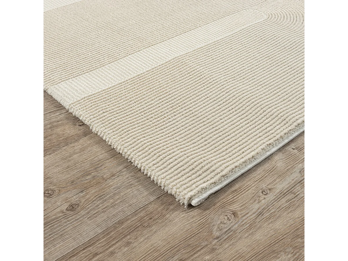 Tapis Lima design salon Moderne Art Curve Durable, Beige clair, 80 x 150 cm