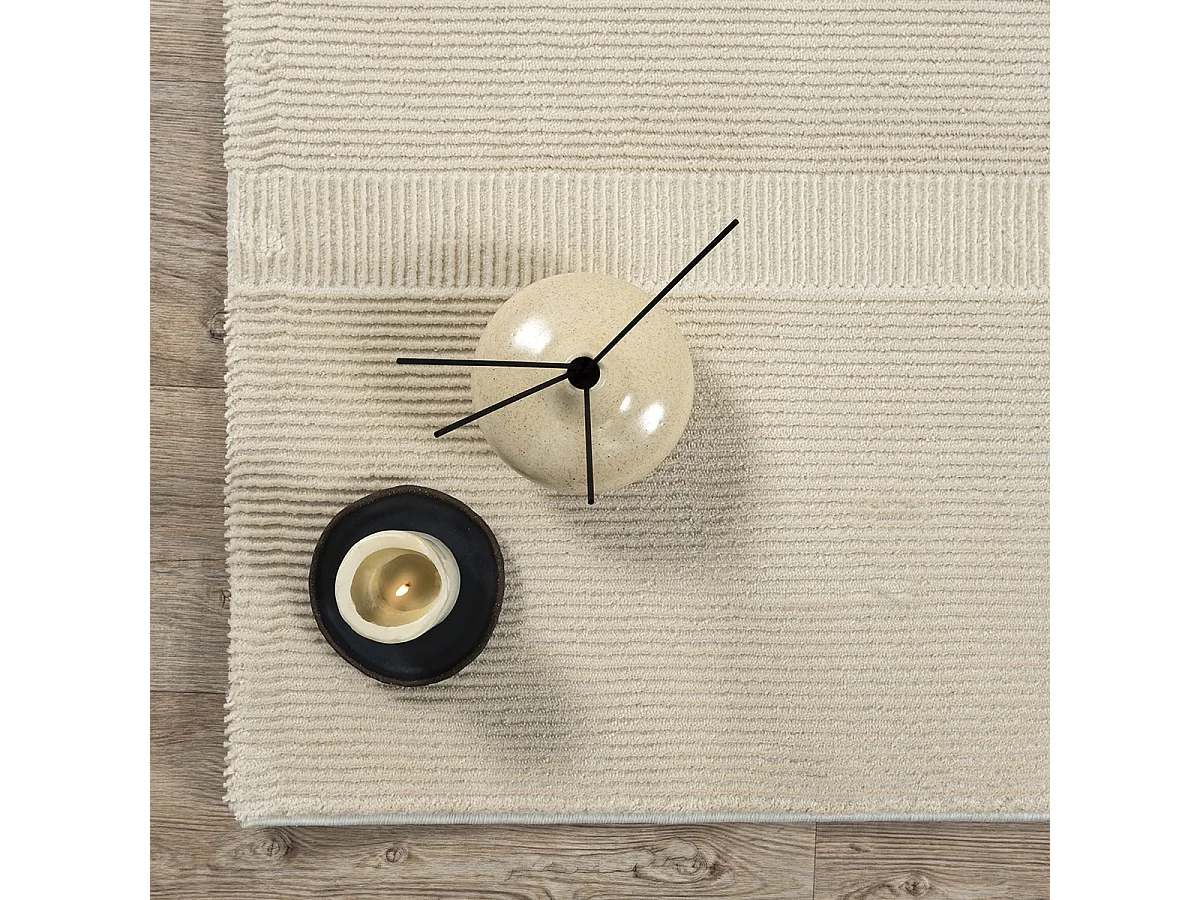 Tapis Lima design salon Moderne Art Curve Durable, Beige clair, 80 x 150 cm