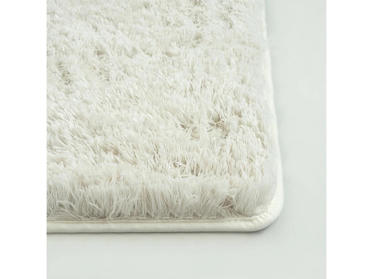 Tapis Soft Shaggy Poils Long Antidérapant, Crème, 120x160 cm
