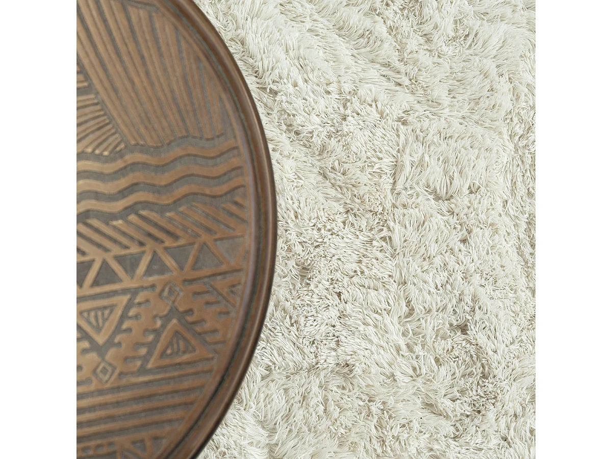 Tapis Soft Shaggy Poils Long Antidérapant, Crème, 120x160 cm