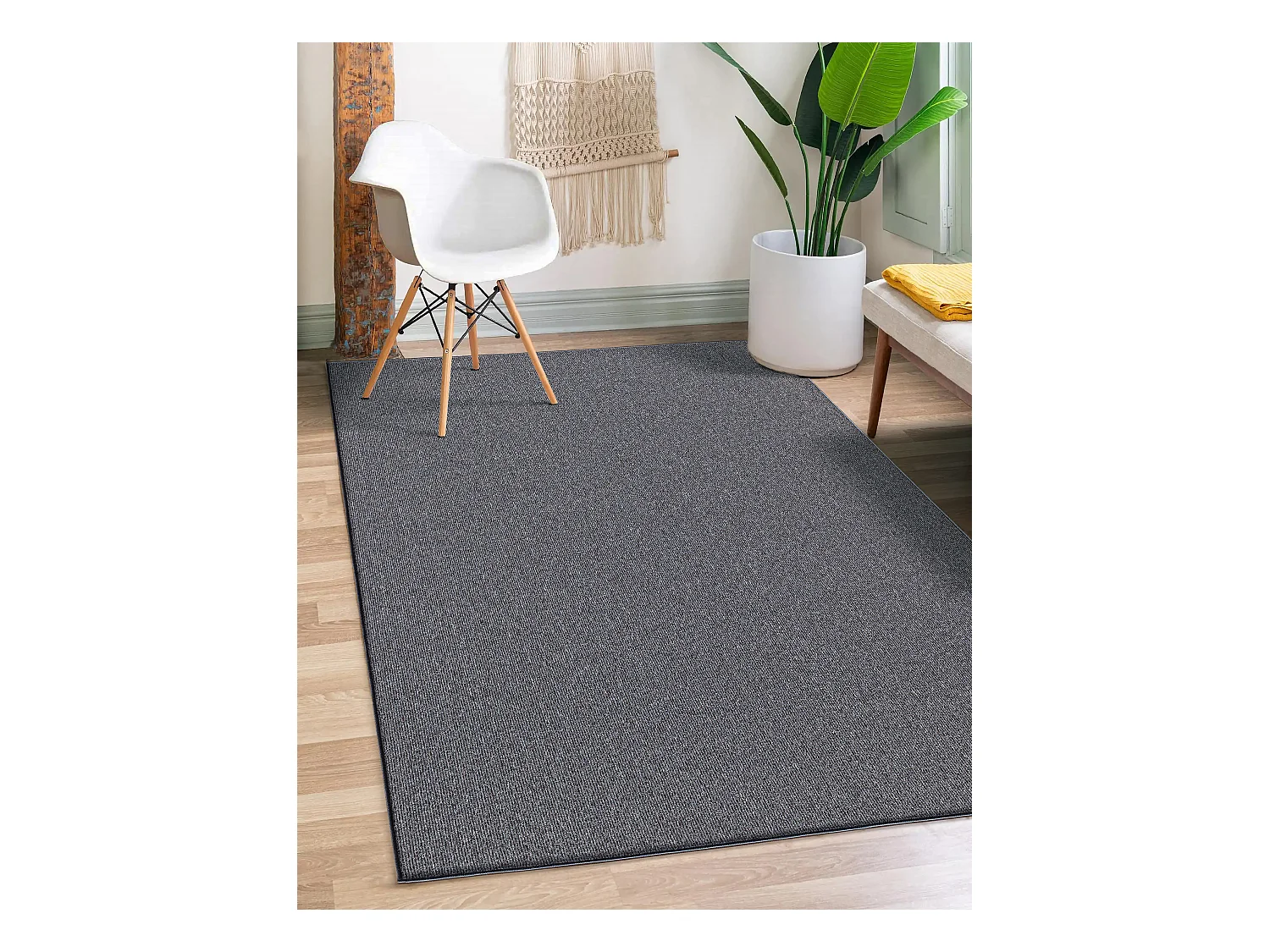 Tapis Natal moderne uni anti-salissures, Anthracite, 240 x 340 cm