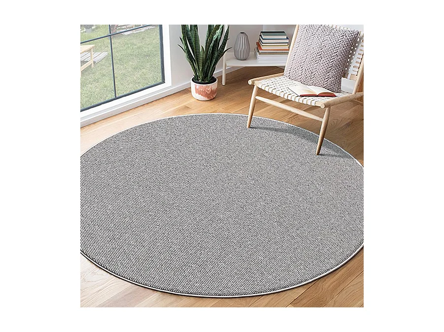 Tapis Natal moderne uni anti-salissures, Gris, 133 cm rond
