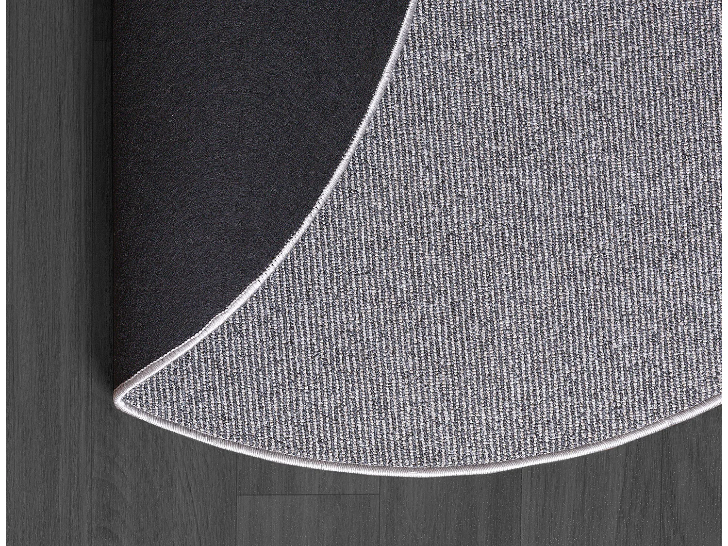 Tapis Natal moderne uni anti-salissures, Gris, 133 cm rond