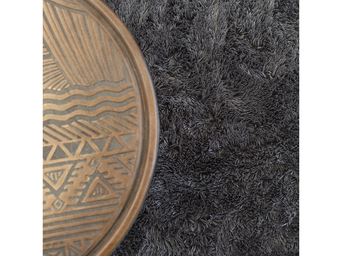 Tapis Soft Shaggy Poils Long Antidérapant, Anthracite, 120x160 cm