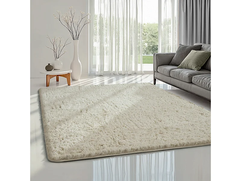 Tappeto Soft Shaggy pelo lungo, antiscivolo, Crème, 80x150 cm