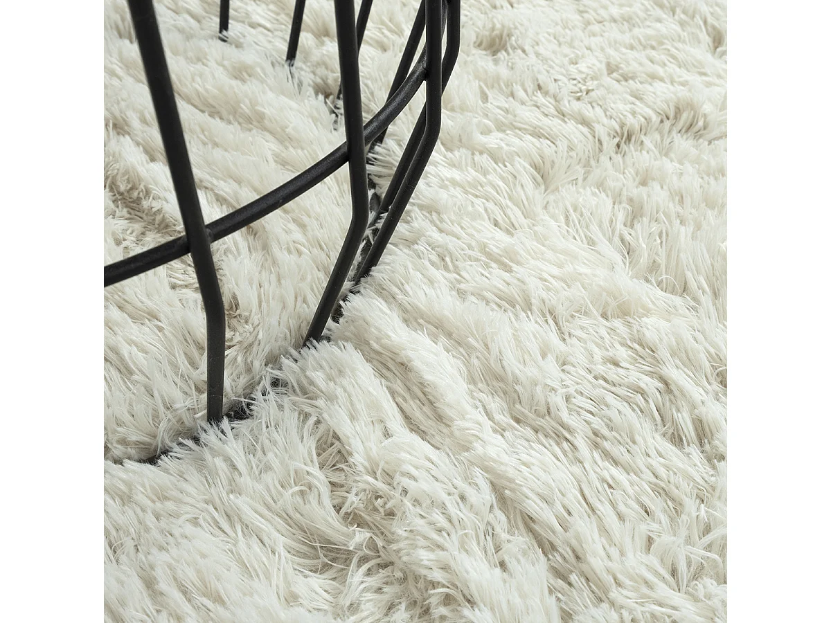 Tapis Soft Shaggy Poils Long Antidérapant, Crème, 80x150 cm