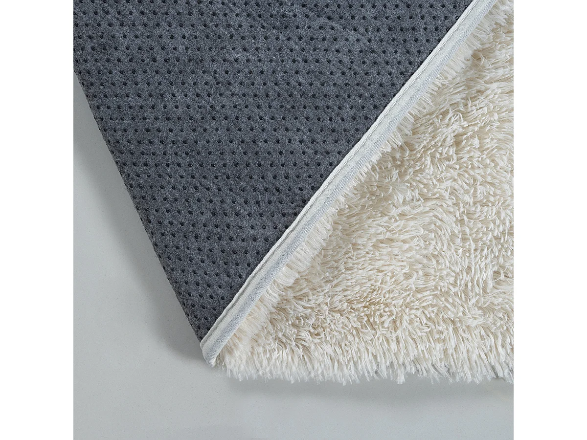 Tapis Soft Shaggy Poils Long Antidérapant, Crème, 80x150 cm