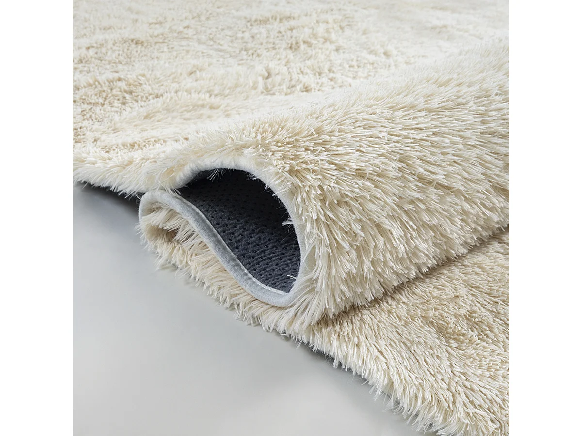 Tapis Soft Shaggy Poils Long Antidérapant, Beige, 240x340 cm