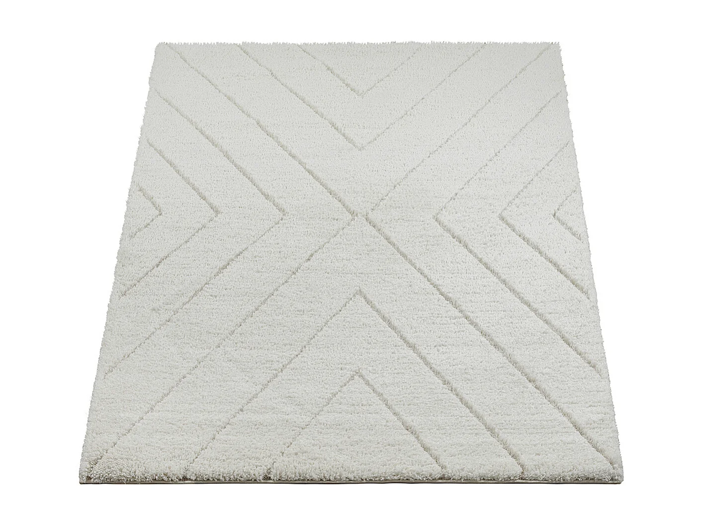 Tappeto Bahar Shaggy motivo triangoli, crema, 120 x 170 cm