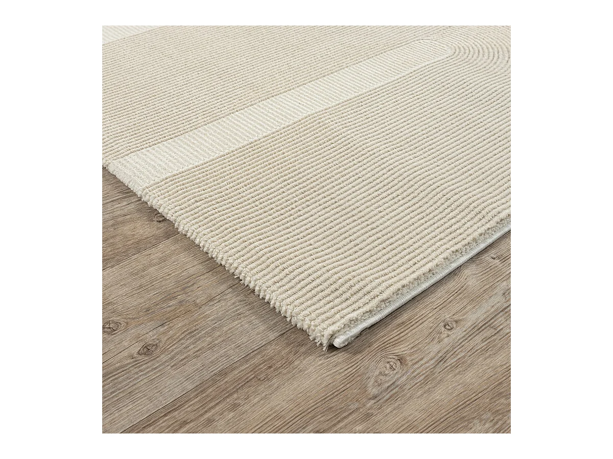 Tapis Lima design salon Moderne Art Curve Durable, Beige clair, 120 x 170 cm