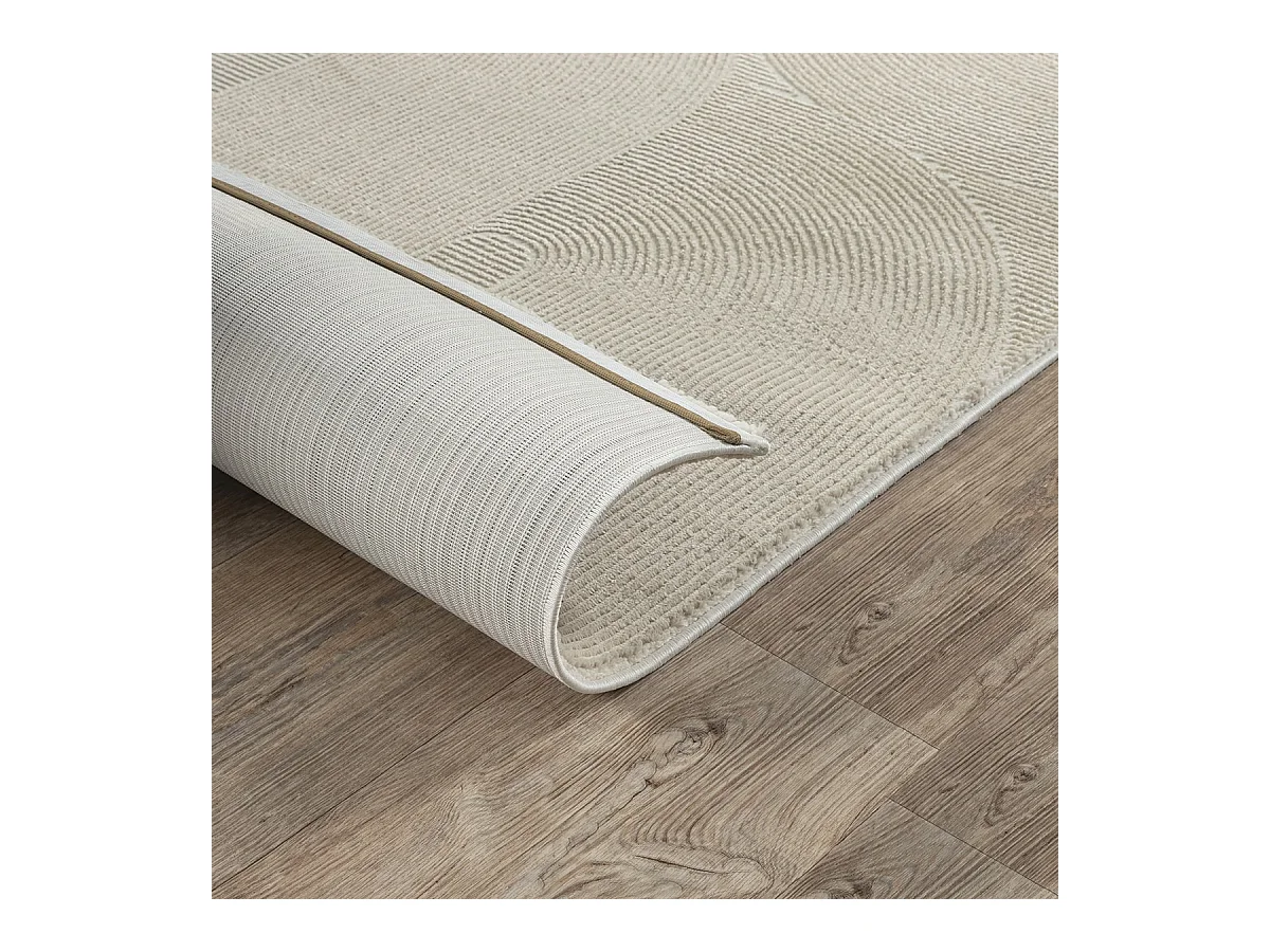 Tapis Lima design salon Moderne Art Curve Durable, Beige clair, 120 x 170 cm