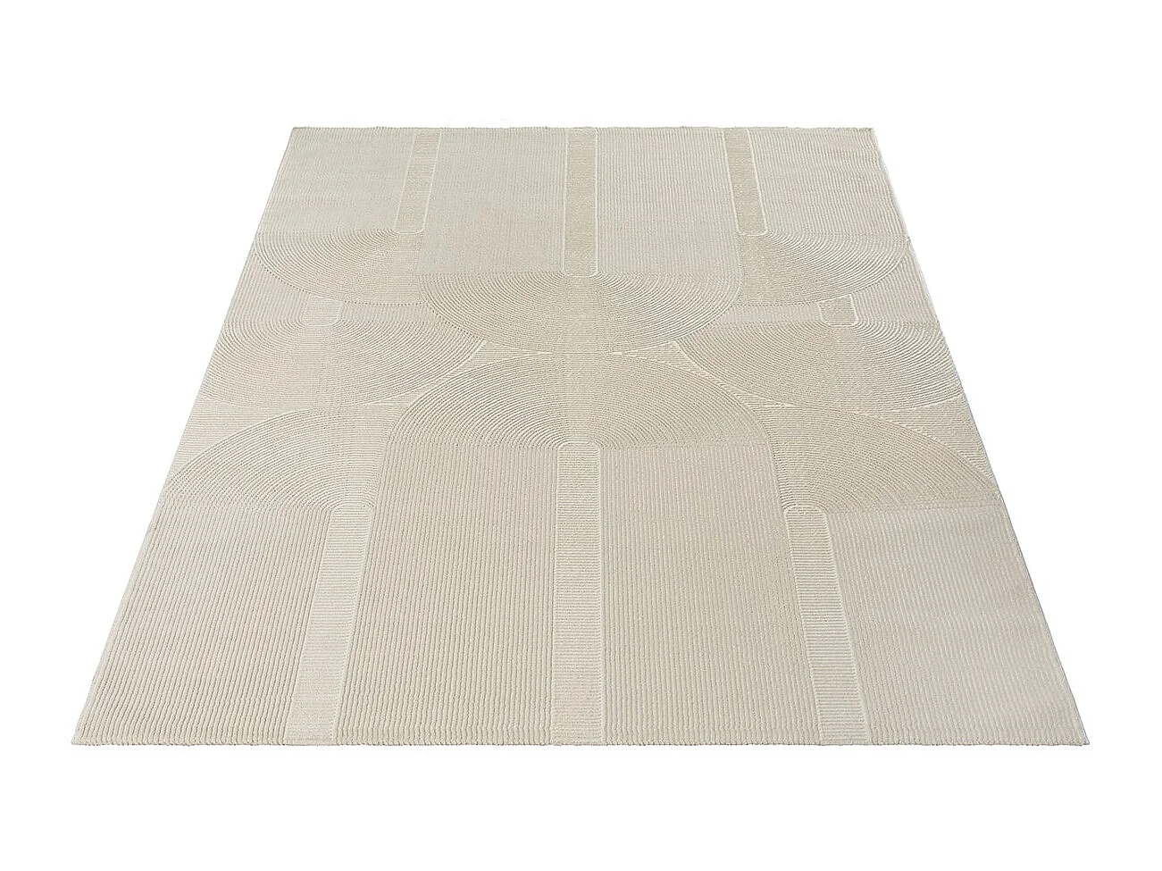Tapis Lima design salon Moderne Art Curve Durable, Beige clair, 120 x 170 cm