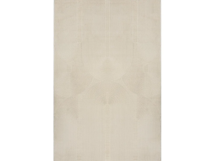 Tapis Lima design salon Moderne Art Curve Durable, Beige clair, 120 x 170 cm