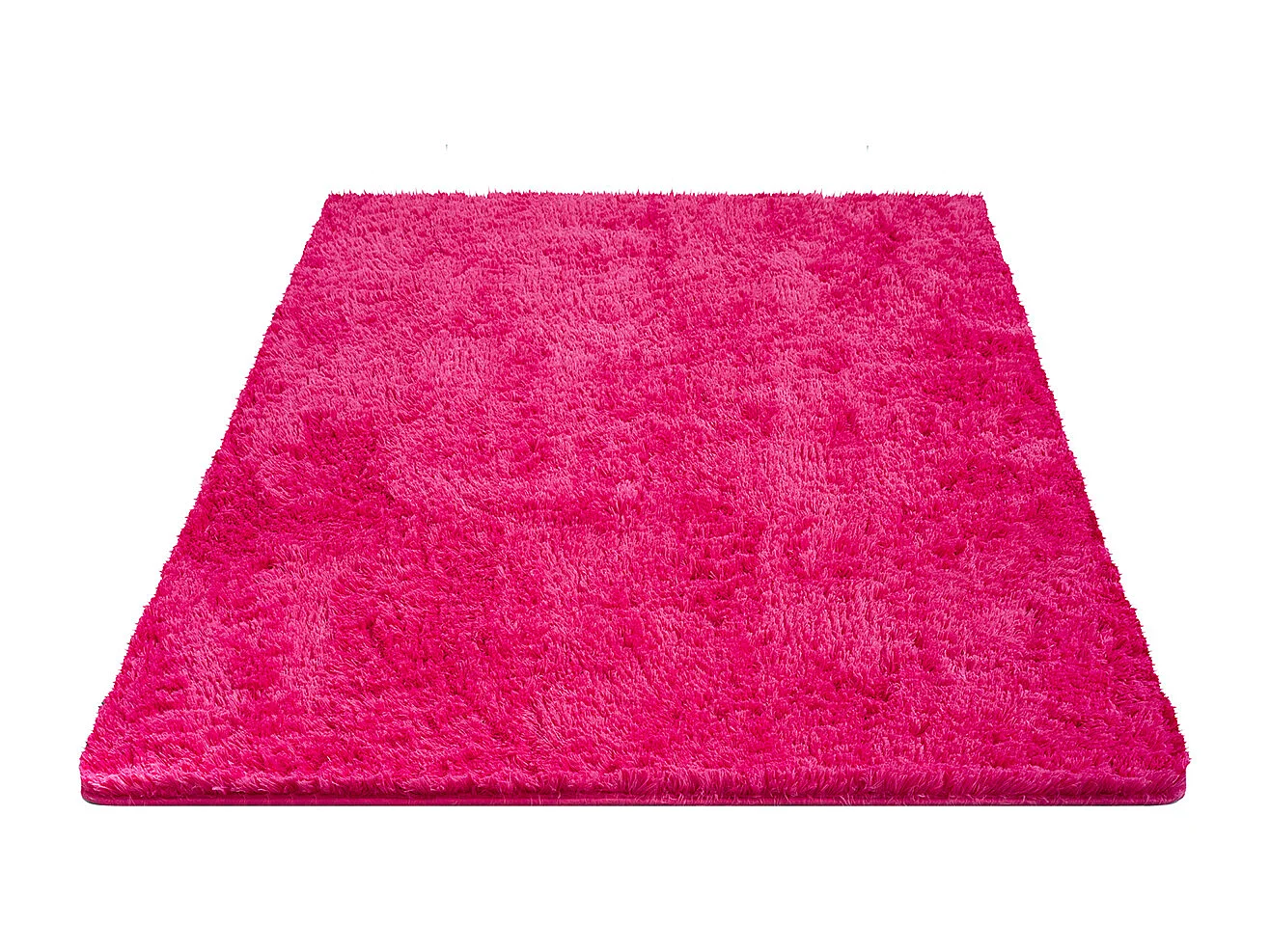 Tapete Soft Shaggy pelo longo, antiderrapante, Fucsia, 120 cm redondo