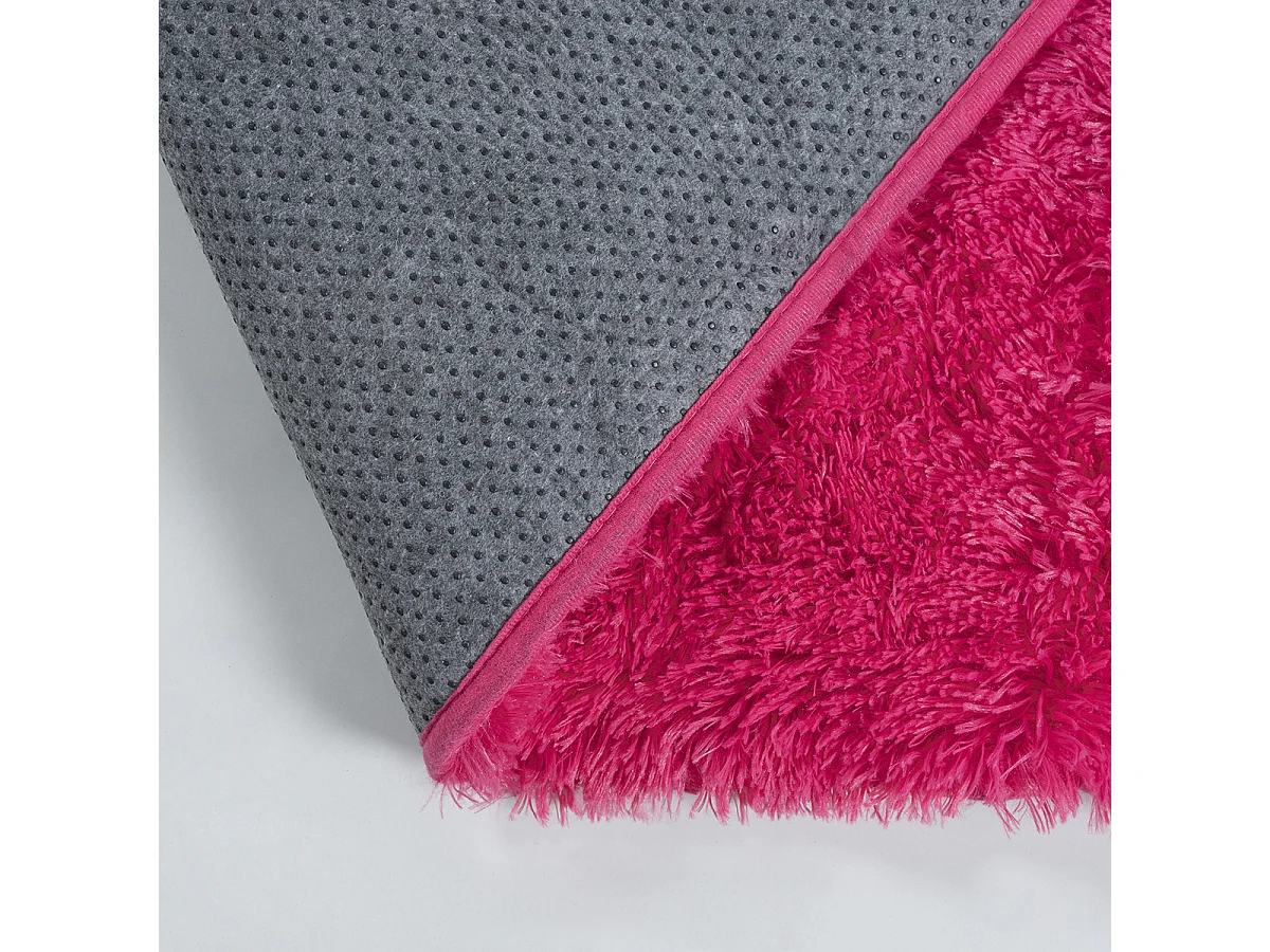 Tapete Soft Shaggy pelo longo, antiderrapante, Fucsia, 120 cm redondo