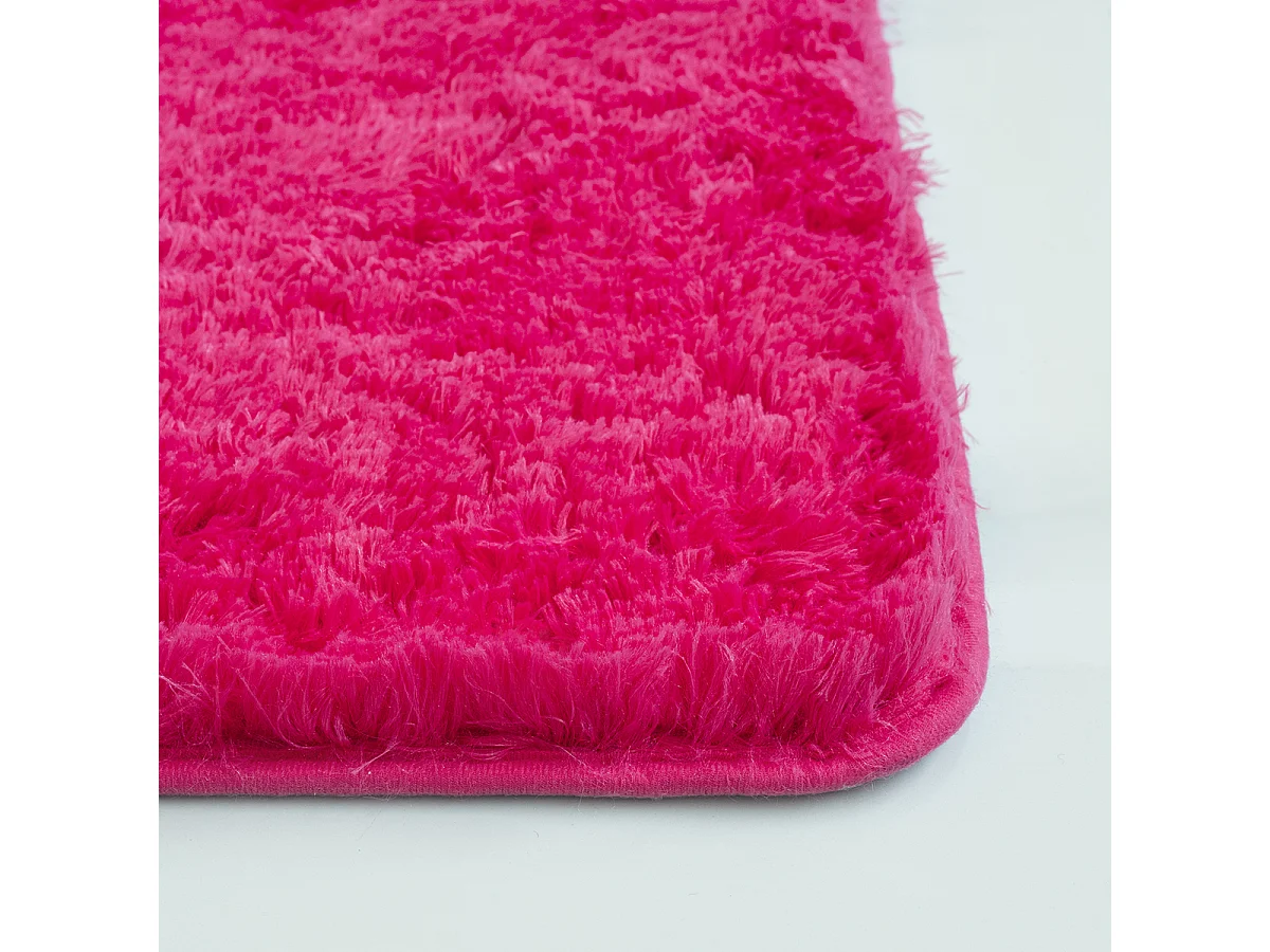 Tapete Soft Shaggy pelo longo, antiderrapante, Fucsia, 120 cm redondo