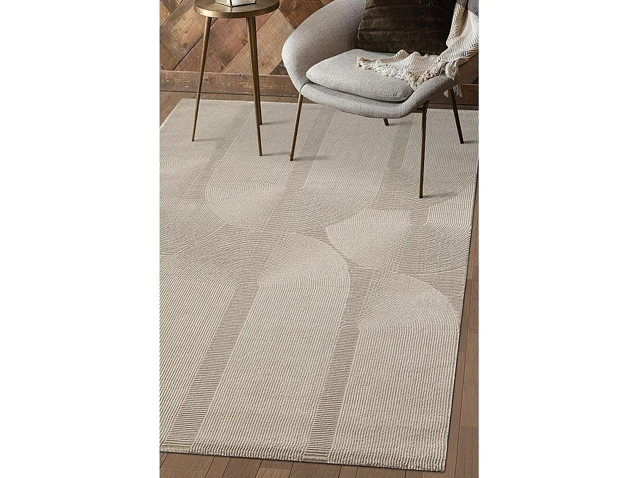Tapis Lima design salon Moderne Art Curve Durable, Beige, 120 x 170 cm