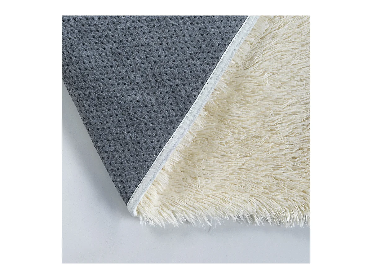 Teppich Soft Shaggy Hochflor, rutschfest, Beige, 120 cm rund