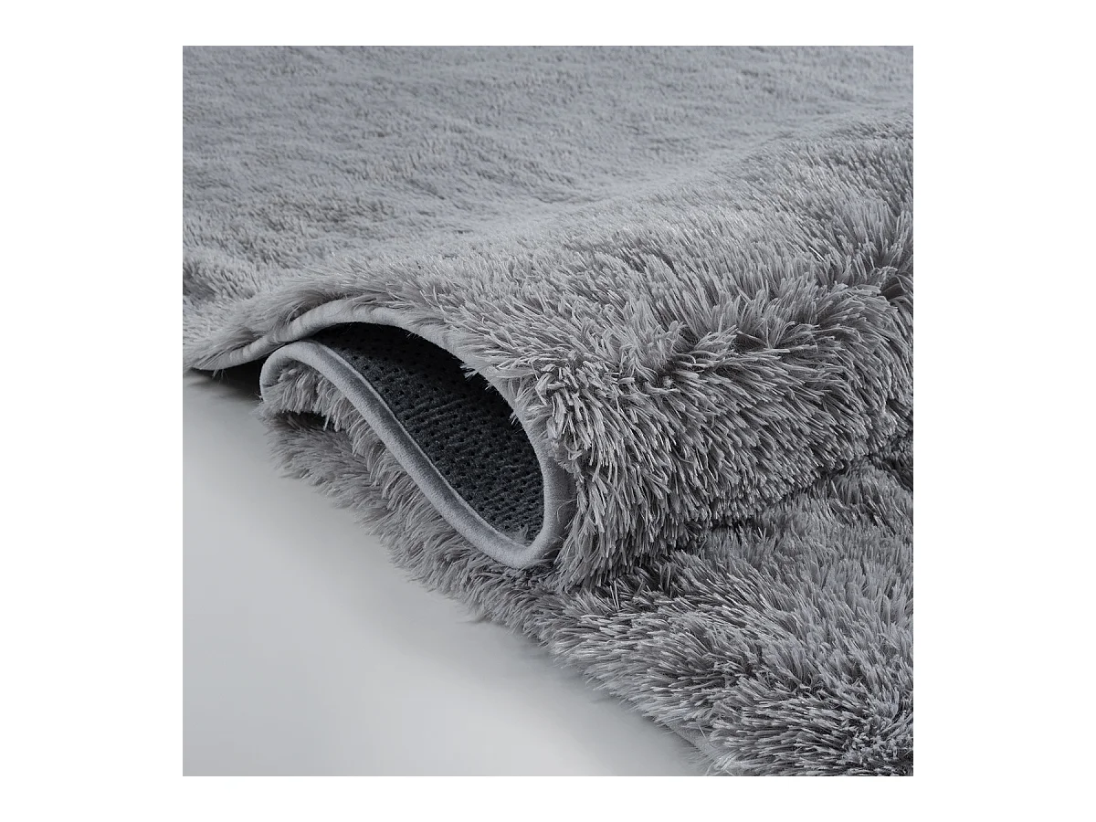 Teppich Soft Shaggy Hochflor, rutschfest, Grau, 120 cm rund