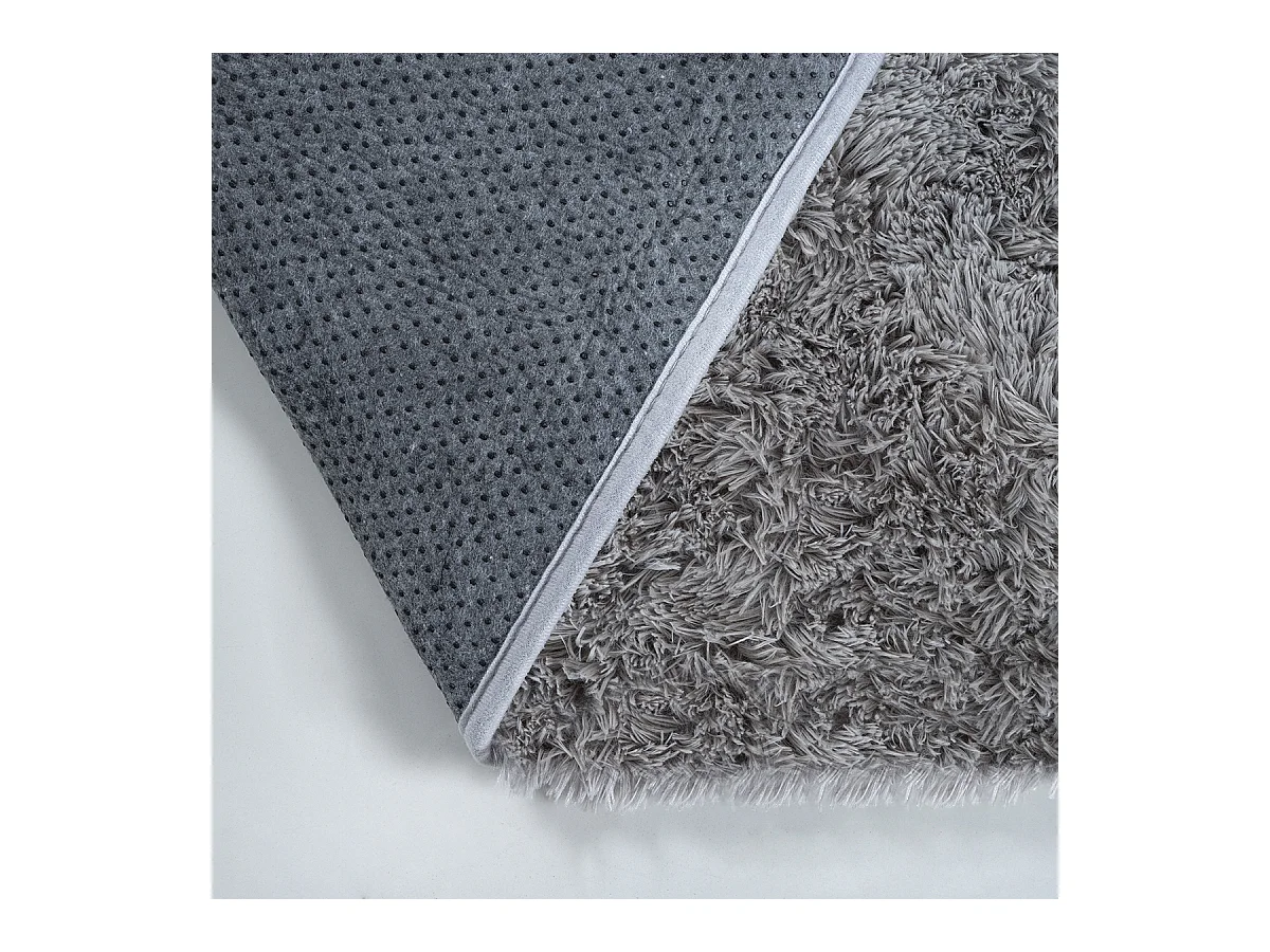 Teppich Soft Shaggy Hochflor, rutschfest, Grau, 120 cm rund