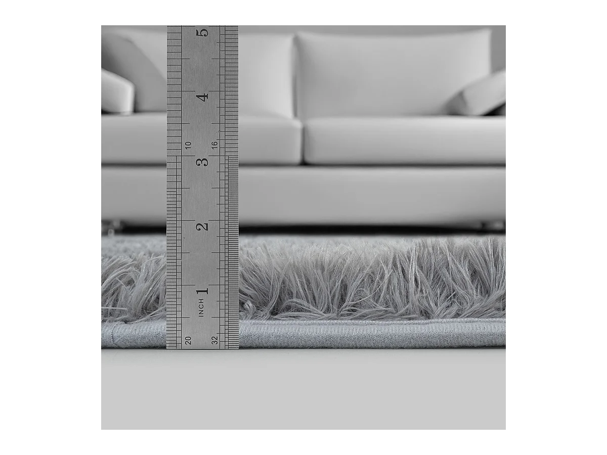 Teppich Soft Shaggy Hochflor, rutschfest, Grau, 120 cm rund