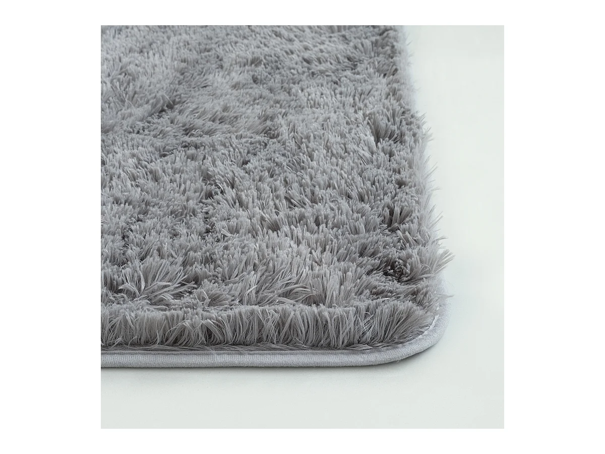 Teppich Soft Shaggy Hochflor, rutschfest, Grau, 120 cm rund