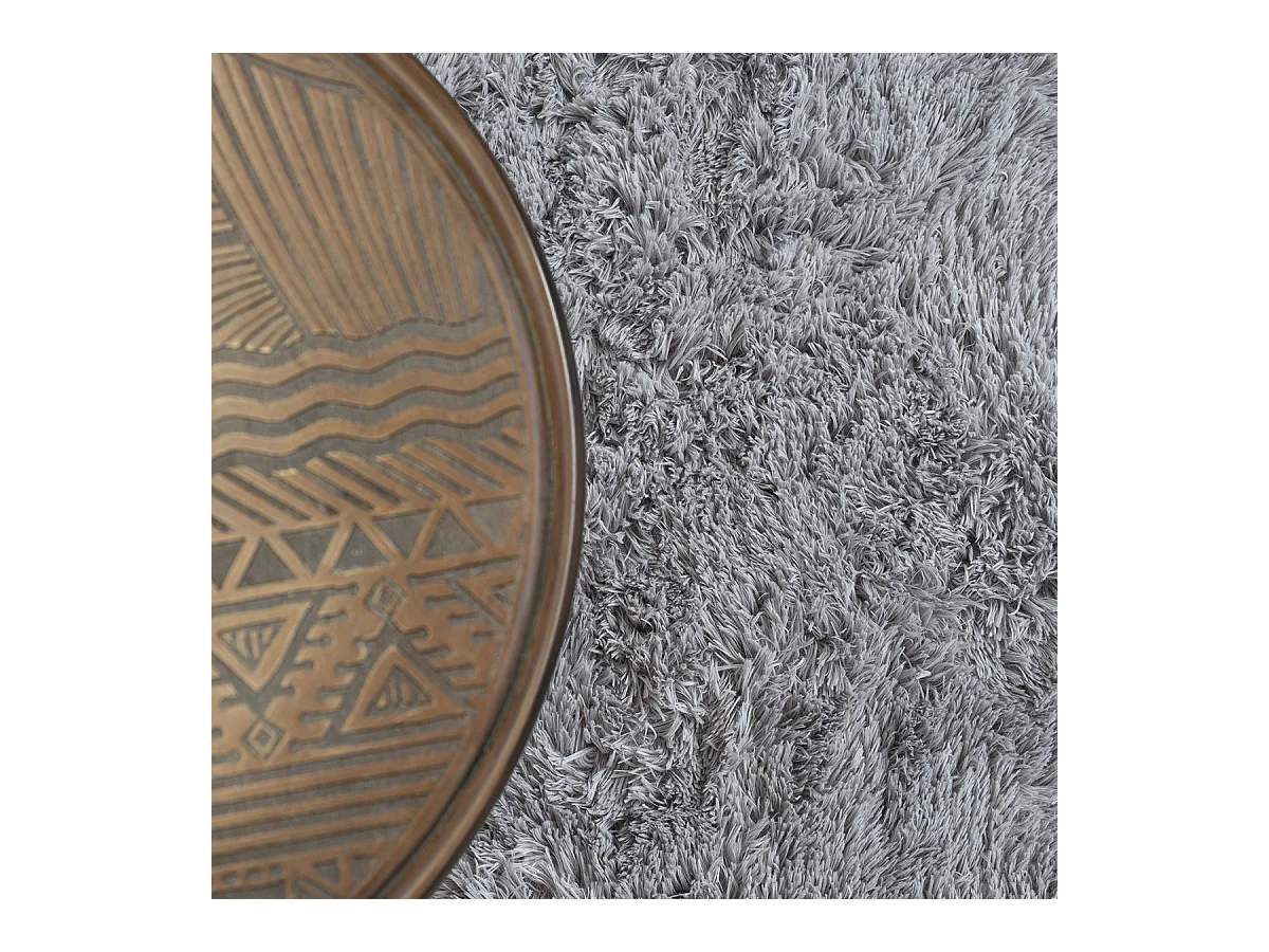 Teppich Soft Shaggy Hochflor, rutschfest, Grau, 120 cm rund