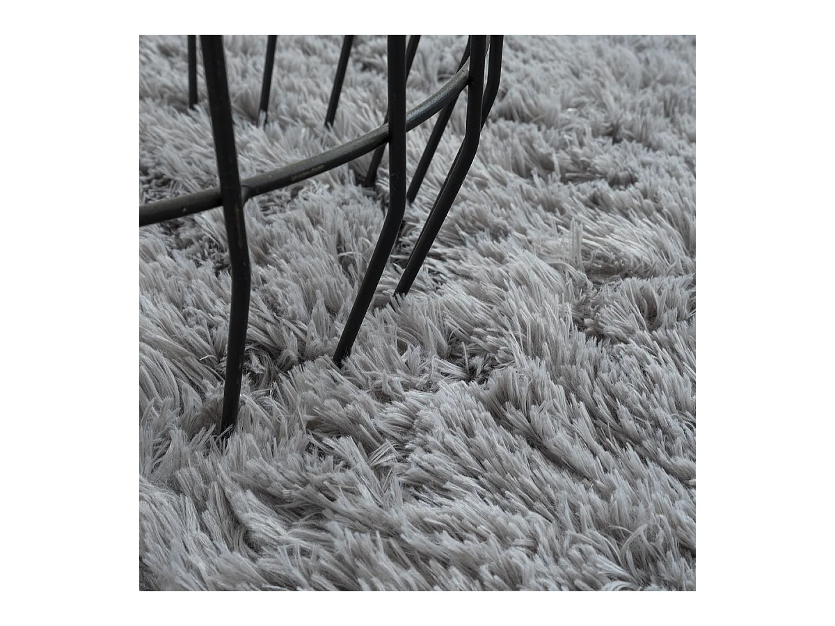 Teppich Soft Shaggy Hochflor, rutschfest, Grau, 120 cm rund