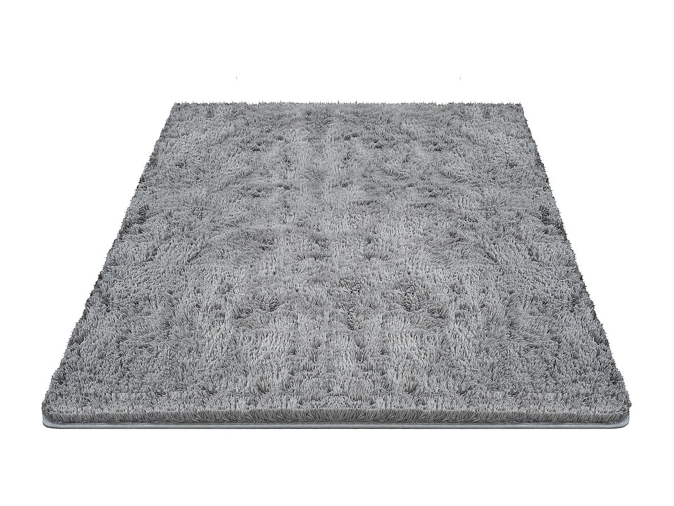 Tapis Soft Shaggy Poils Long Antidérapant, Gris, 120 cm rond