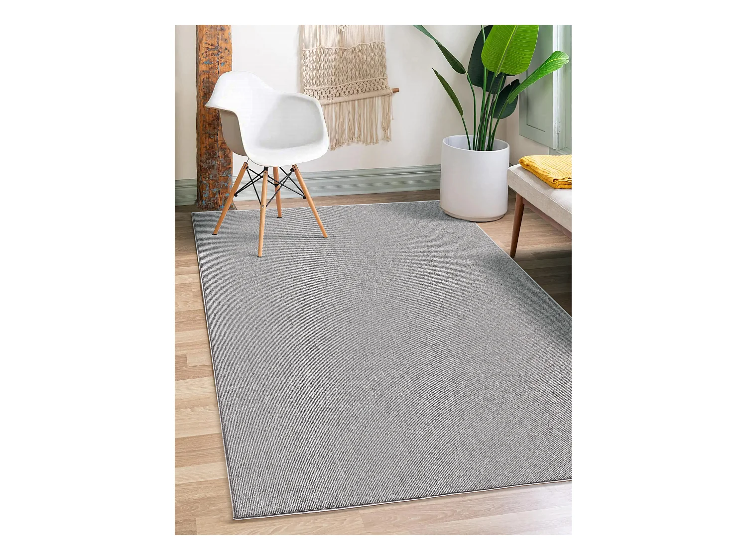 Tapis Natal moderne uni anti-salissures, Gris, 240 x 340 cm
