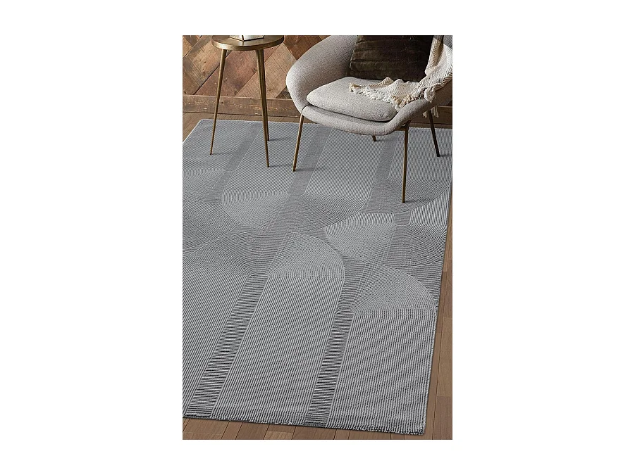 Tapis Lima design salon Moderne Art Curve Durable, Gris, 160 x 230 cm