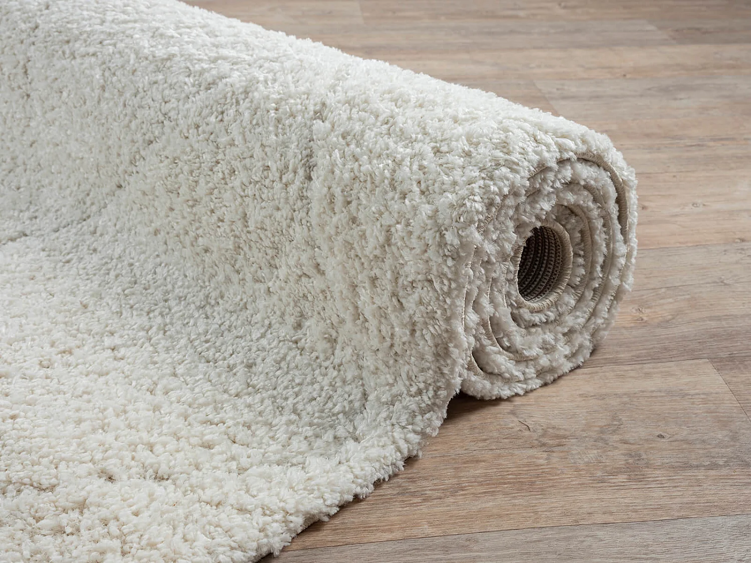 Tapis Bahar Shaggy motif losange, Crème, 200 x 290 cm