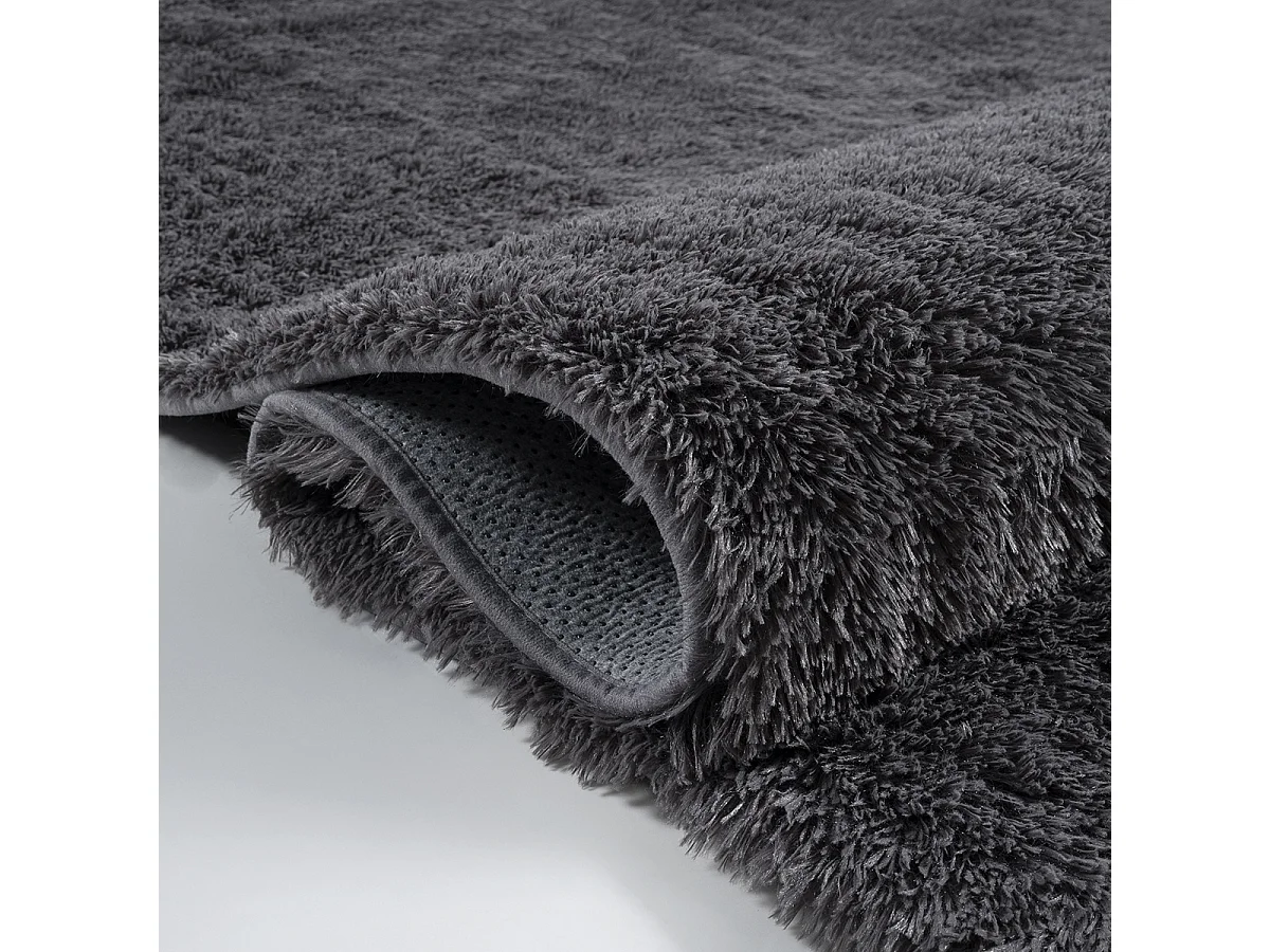 Tapis Soft Shaggy Poils Long Antidérapant, Anthracite, 80x150 cm