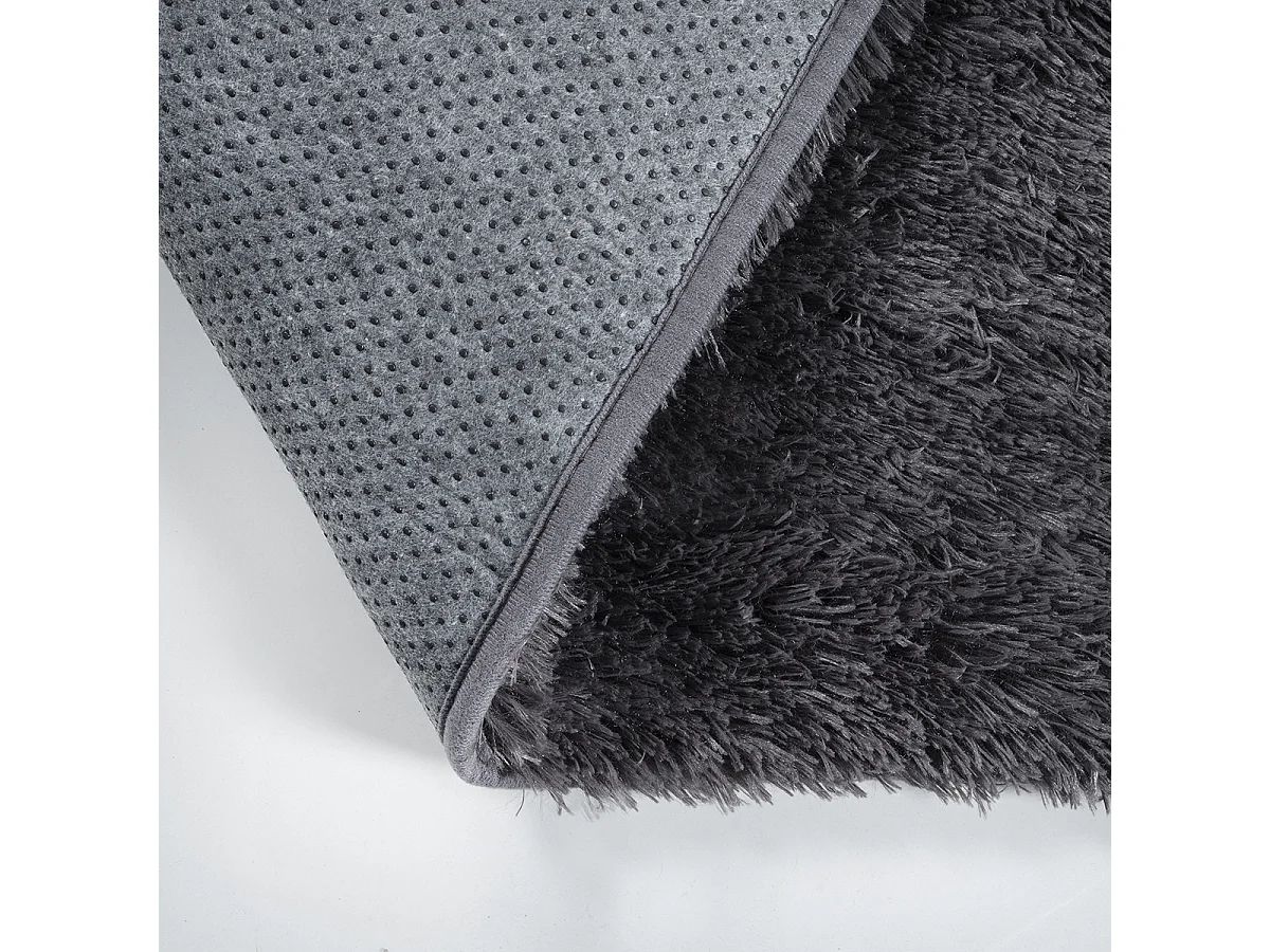 Tapis Soft Shaggy Poils Long Antidérapant, Anthracite, 80x150 cm