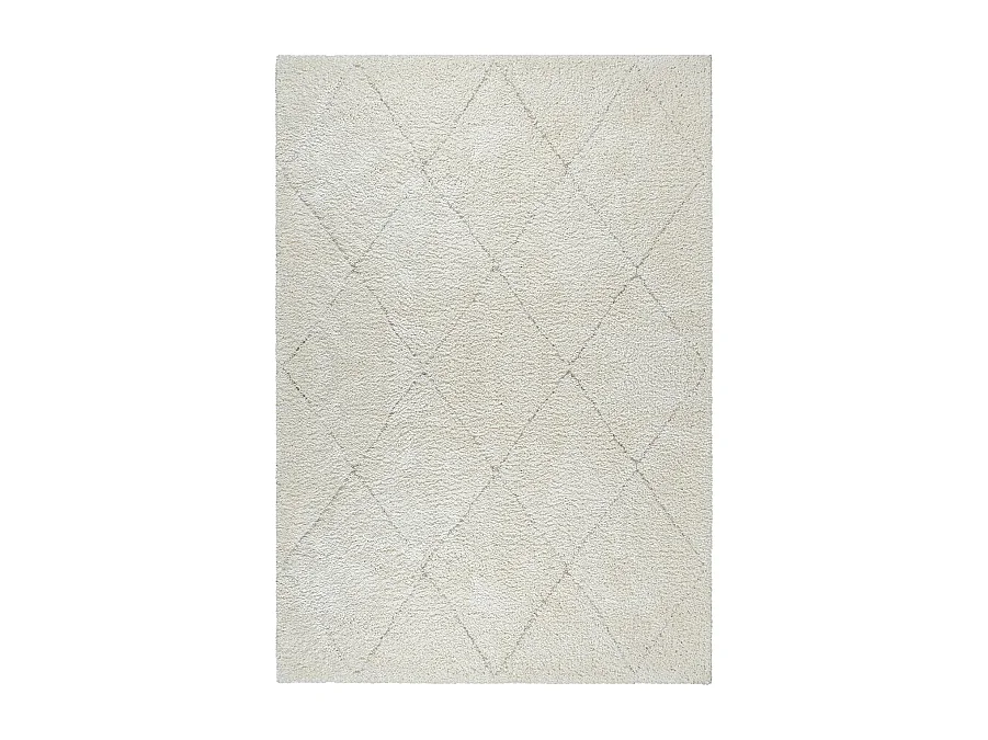 Dywan Bahar Shaggy wzór rombów, kremowy, 80 x 150 cm