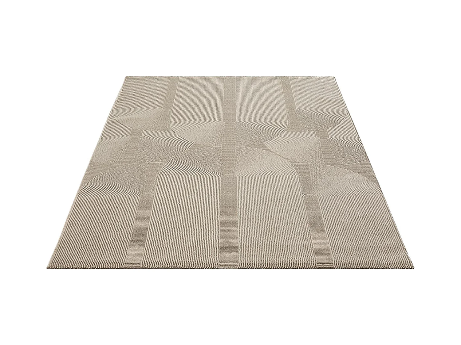 Tapis Lima design salon Moderne Art Curve Durable, Beige, 160 x 230 cm
