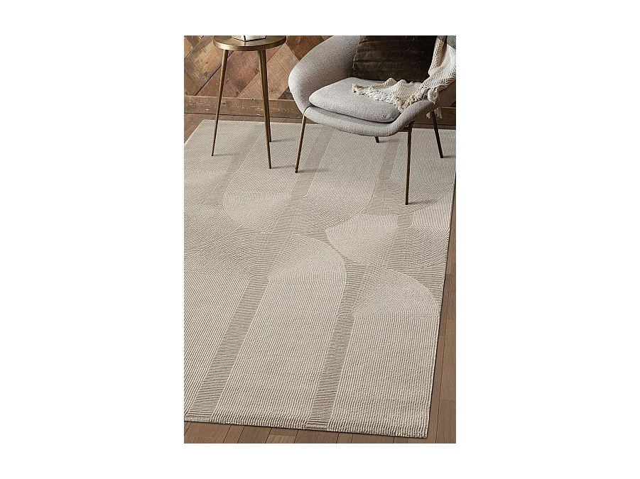 Tapis Lima design salon Moderne Art Curve Durable, Beige, 160 x 230 cm