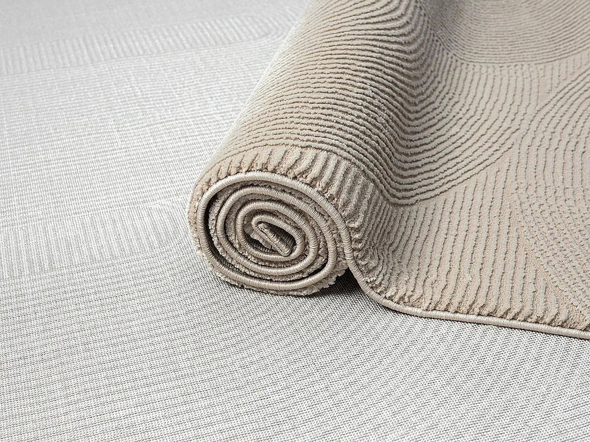 Tapis Lima design salon Moderne Art Curve Durable, Beige, 160 x 230 cm