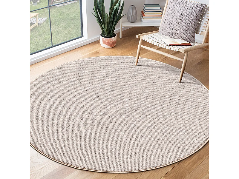 Teppich Natal modern uni, schmutzabweisend, Beige, 80 cm rund