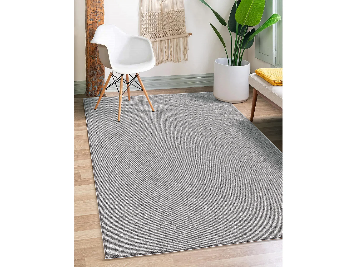 Tapis Natal moderne uni anti-salissures, Gris, 80 x 150 cm